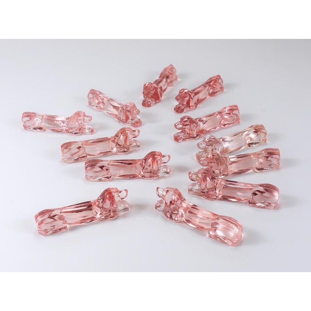 1930s Art Deco Dog Knife Rests in Rosé Glass, 1930s, Set of 12 For Sale - Image 5 of 18