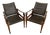 M. Hayat and Brothers Roorkee Brown Leather Safari Chairs - A Pair For Sale