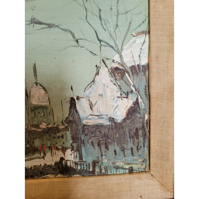 Art Deco Vintage Petite French Cityscape Painting For Sale - Image 3 of 6