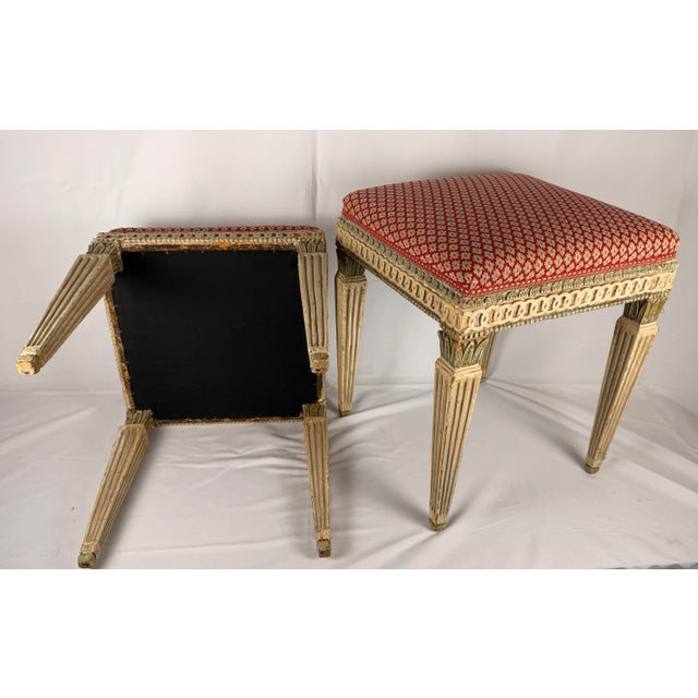 Elegant Pair of Mid-20th Century French Louis XVI Style Painted Stools For Sale In New York - Image 6 of 6