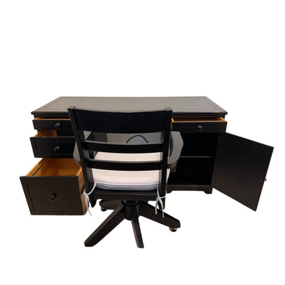 Pottery Barn Teen Black Hamptom Power Storage Desk 57" and Chair For Sale - Image 9 of 9