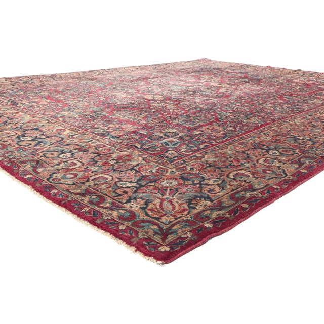 73369 Antique Persian Sarouk Rug, 08'10 X 11'10. Immerse yourself in the allure of an era gone by with this hand knotted...