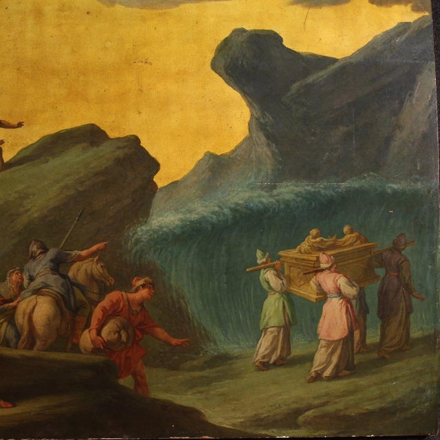 Italian Artist, The Crossing of the Jordan with the Ark of the Covenant, 1770, Oil on Panel For Sale - Image 4 of 15