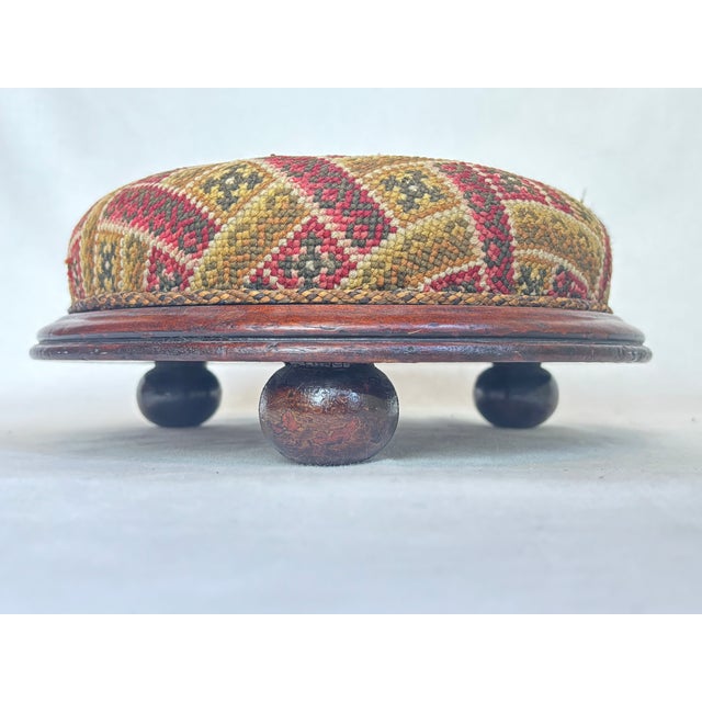 Mid 20th Century Mid 20th Century Needlepoint Footstool For Sale - Image 5 of 7