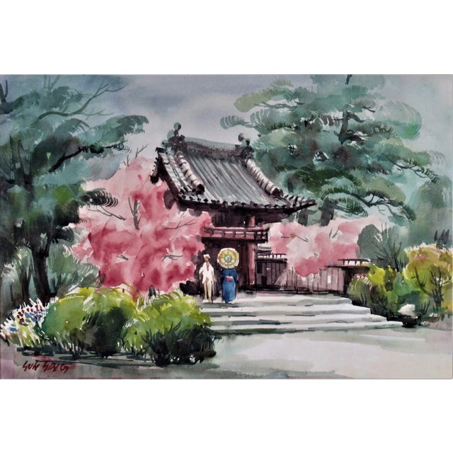 This artwork titled "Japanese Garden, Golden Gate Park, San Francisco" c.1975 is a watercolor on paper by noted...