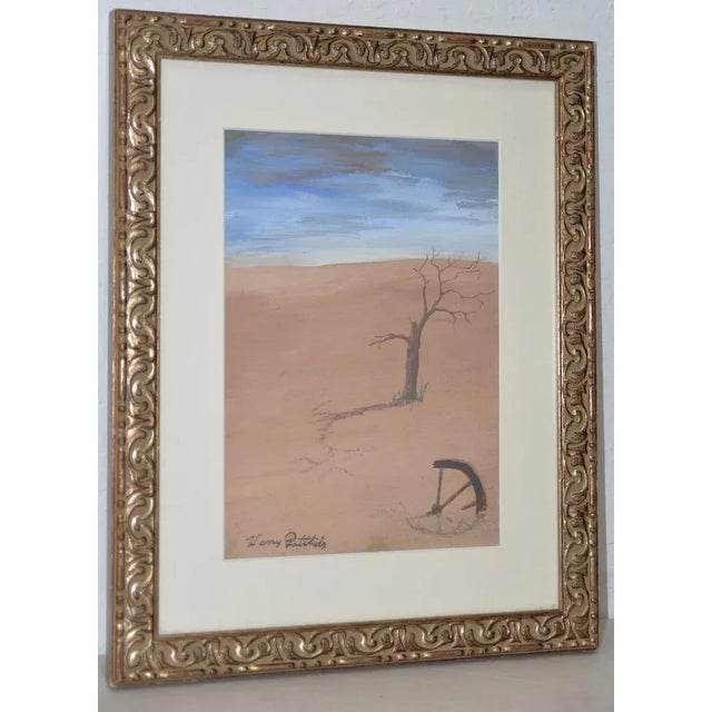 Beige Harry Gottlieb Surreal Landscape Painting C.1940s For Sale - Image 8 of 8