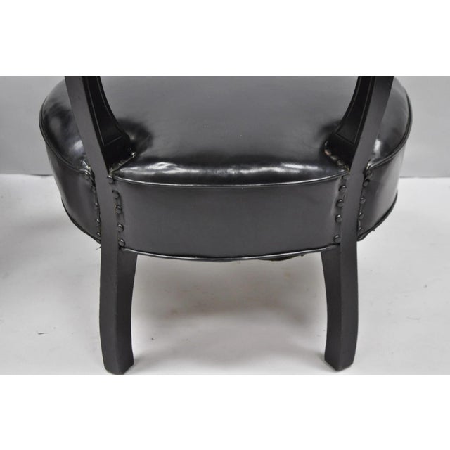Vintage Mid Century Modern Low Black Barrel Back Lounge Club Chairs - A Pair For Sale - Image 17 of 18