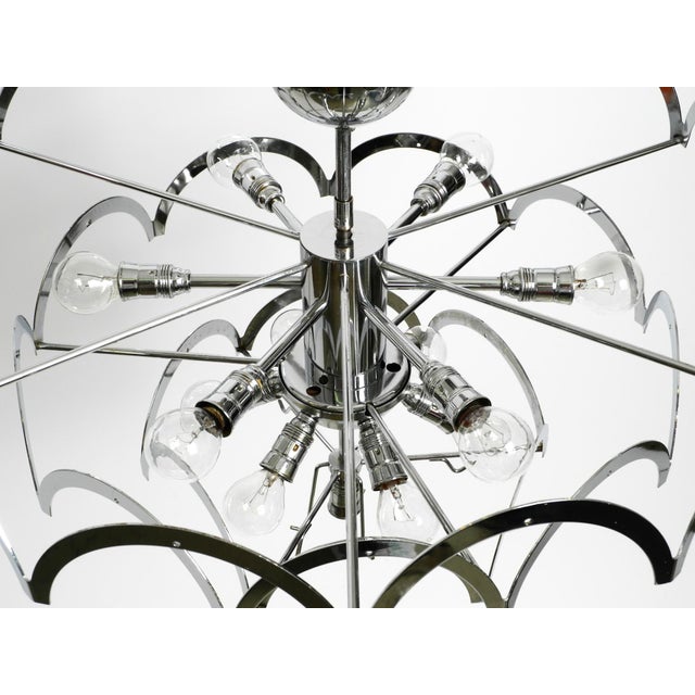 Large Chrome Metal and Glass Disc Ceiling Chandelier, 1960s For Sale - Image 10 of 18