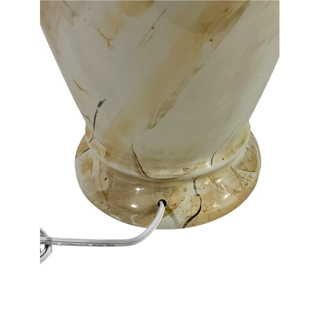 Vintage Orange and Cream Marbleized Ceramic Baluster Form Lamp For Sale - Image 6 of 15