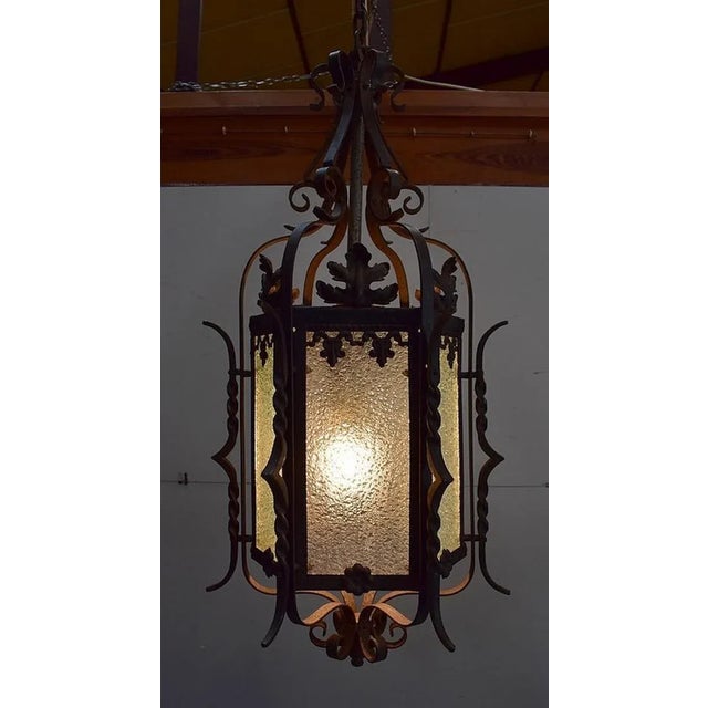 Antique Wrought Iron Landing Lantern For Sale - Image 4 of 18