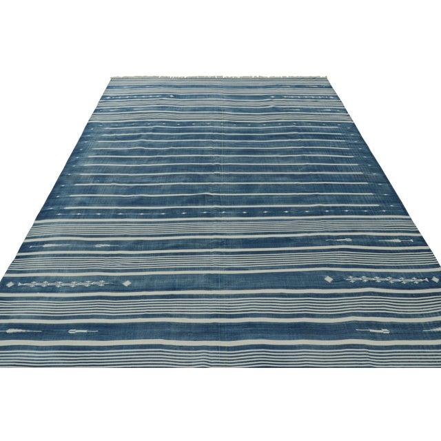 Not Yet Made - Made To Order Rug & Kilim's Contemporary Dhurrie Rug in Blue and Off-White Stripes - 9x12 For Sale - Image 5 of 8