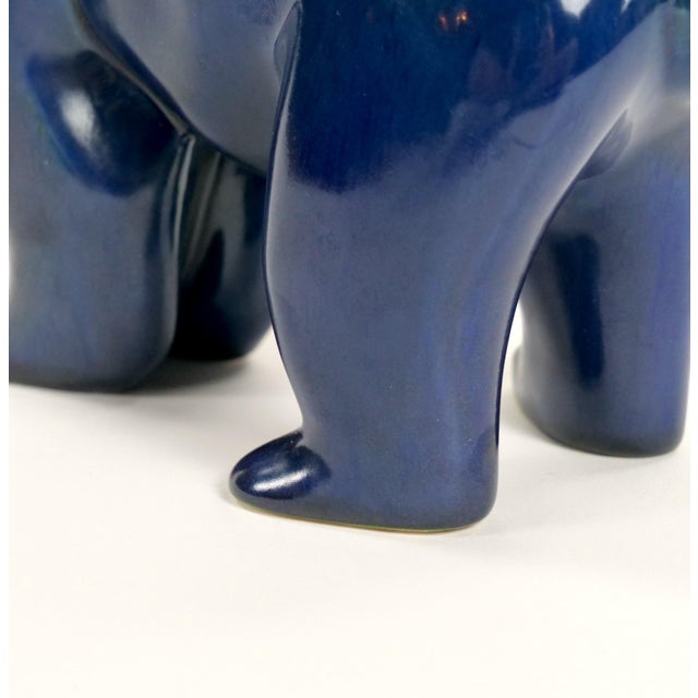 Blue Hand Painted Porcelain / Cobalt Blue & Greenish Iridescent Decorative Sculpture For Sale - Image 8 of 10