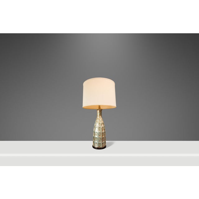 Ceramic Vintage Mid-Century Modern Textured Rough Glazed Ceramic Table Lamps C. 1970s - Set of Two (2) For Sale - Image 7 of 12