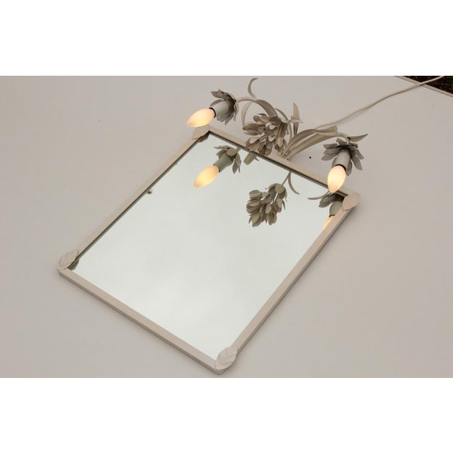 White Florentine Metal Wall Lamp on Mirror, 1980s For Sale - Image 3 of 8