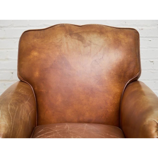 Mid 20th Century Saddle Leather Club Chair With Nailhead Trim For Sale - Image 10 of 12