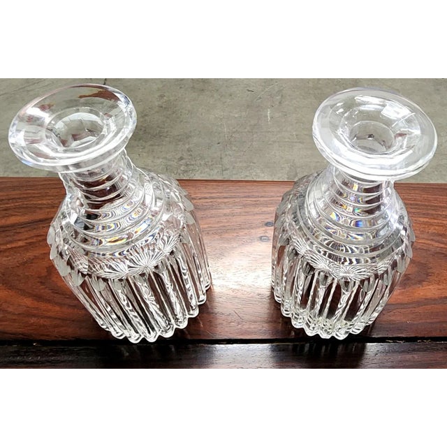 English Beautiful Antique William IV English Fine Lead Cut Crystal Spirit Decanters - Pair. For Sale - Image 3 of 13