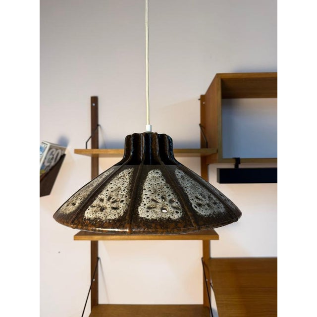 2000 - 2009 Brown and Grey Ceramic Pendant Lamp, West Germany For Sale - Image 5 of 11