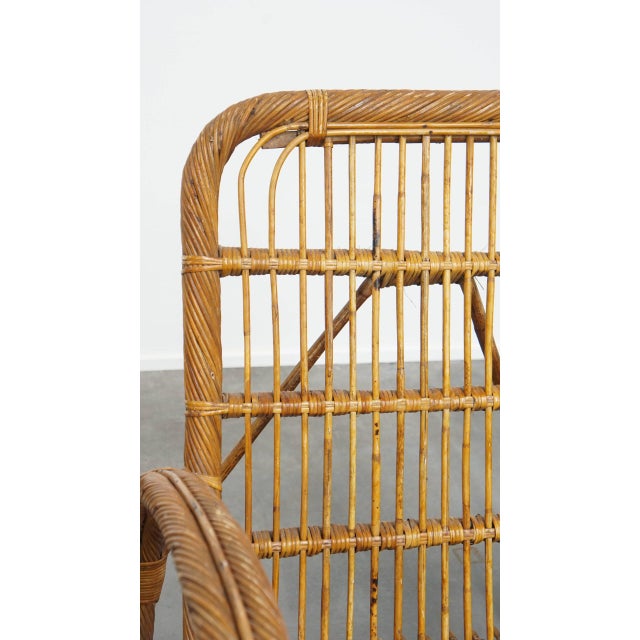 Vintage French Rattan Armchair, 1950s For Sale - Image 11 of 15