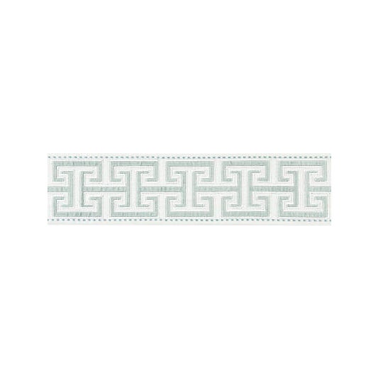 This elegant tape features a classic interlocking Greek key design that is translated in plush velvet applique, bordered...