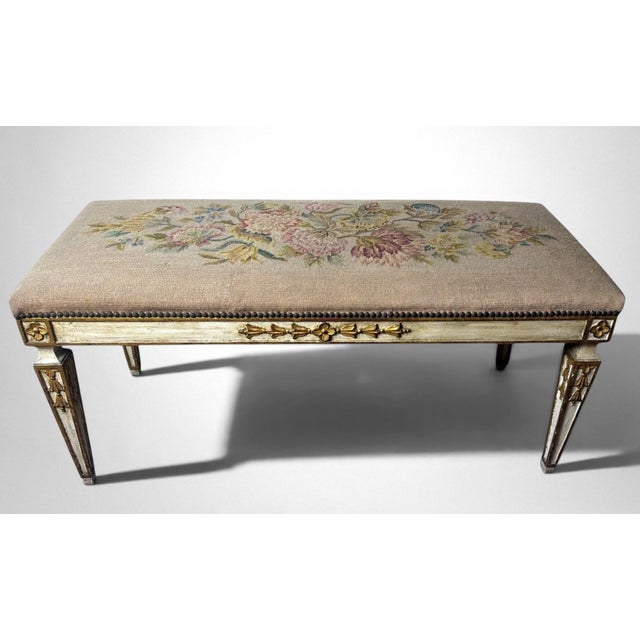 Elegant French Louis XVI style settee, crafted in France, most likely in Lyon, circa 1905–1910. Since the 17th century,...