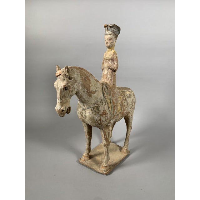 Asian Terracotta Sculpture of a Horseman, Han Dynasty, 206 BC-220 AD, China, Archaeology For Sale - Image 3 of 9