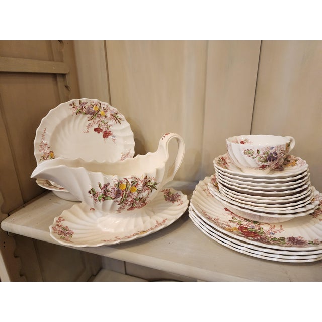English 1940s Spode Fairy Dell Vintage Dinner Set 49 Piece For Sale - Image 3 of 7