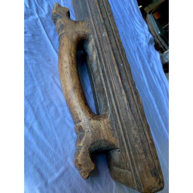 Wood Antique Mediterranean Spanish Teakwood Concrete Floats Can Be Fun Door Pulls - Set of 2 For Sale - Image 7 of 11