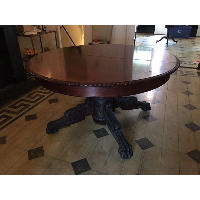 Round American Empire Pedestal Dining Table With Extension Leaf, 19th