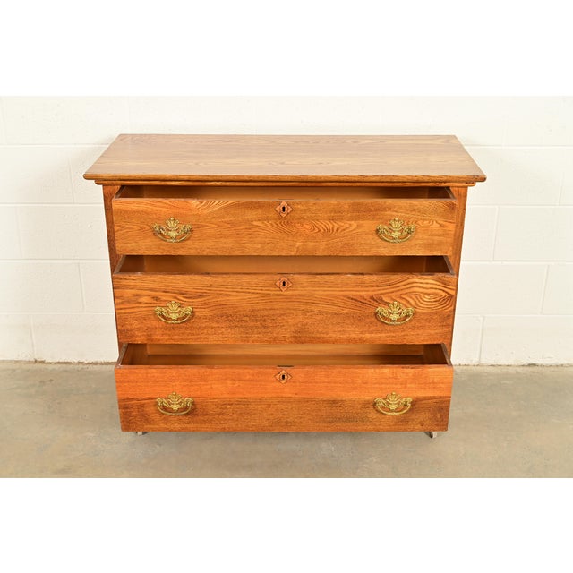 Late 19th Century Antique Victorian Carved Oak Dresser or Chest of Drawers, Circa 1890s For Sale - Image 5 of 14