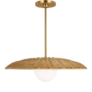 Kate Spade New York by Visual Comfort Studio Mari 1-Light Large Pendant in Burnished Brass and Rattan Shade