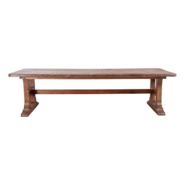 Monumental French Arts Crafts Oak Farmhouse Dining Table 9.5 Ft For Sale