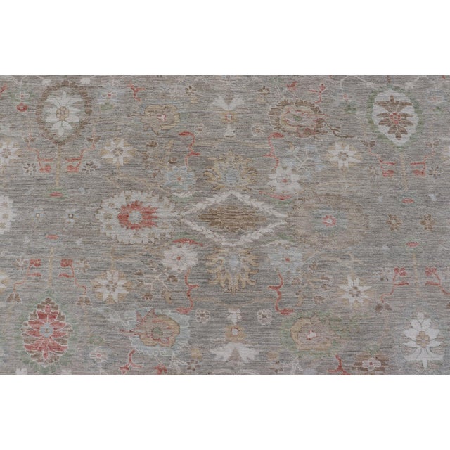 Early 21st Century Oversized Oushak Rug With Subtle Accents in Sage, Coral, and Ivory 14'1 X 19'7 For Sale - Image 5 of 12