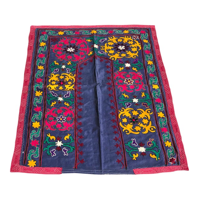 Pink & Blue Suzani Fabric For Sale