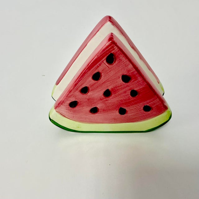 1980s 1980s Vintage Americana Boho Chic Arts & Crafts Trompe L’Oeil Watermelon Napkin/Letter Holder. For Sale - Image 5 of 12
