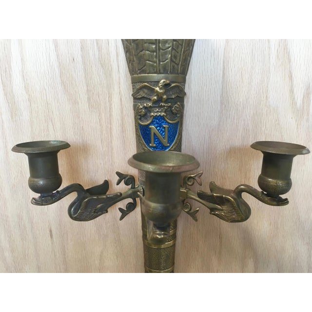 Metal Brass Neoclassical Revival Sconces - a Pair For Sale - Image 7 of 8