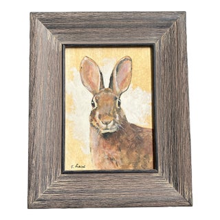 Contemporary Original Stephen Heigh “Curious”Rabbit Painting Framed For Sale