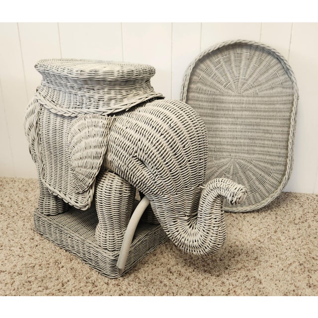 Grey Wicker Elephant Tray Table Like Mario Lopez Torres 1970s For Sale - Image 11 of 13