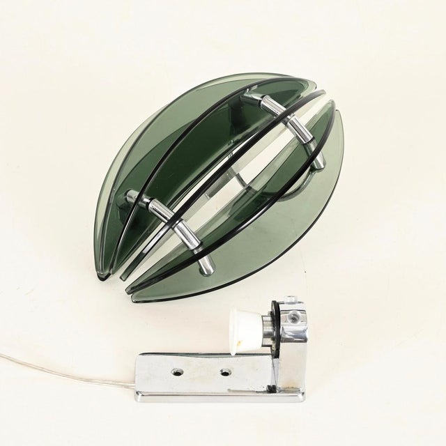 Green Crystal and Chrome Wall Sconces by Veca, Italy, 1970s, Set of 2 For Sale - Image 6 of 16