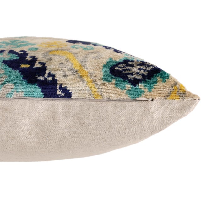 Blue The Azure & Gold Medallion Silk Velvet Pillow - 20" X 20" For Sale - Image 8 of 8