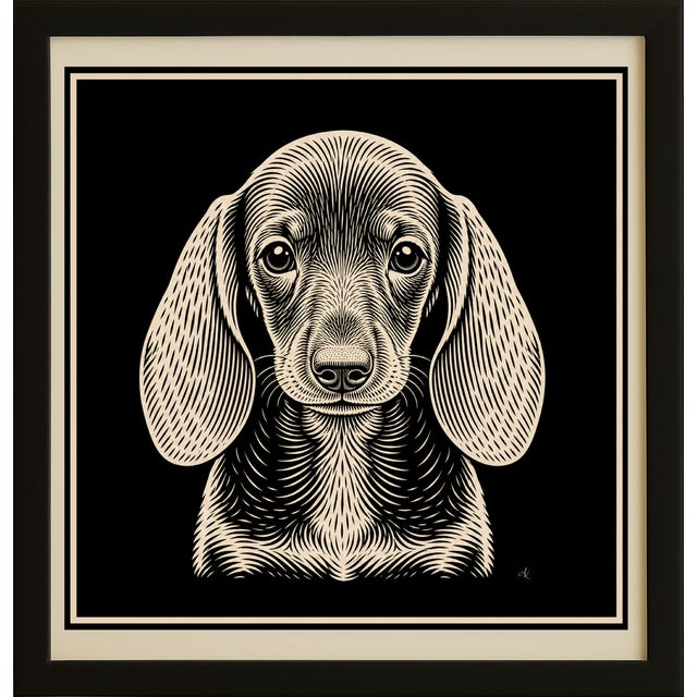 Paper Atelier Aria Lumae the Sovereign Pet Collection Dachshund Silhouette Geometric Lithograph Fine Art Gallery Board Print Square Panel 16 X 16 For Sale - Image 7 of 18
