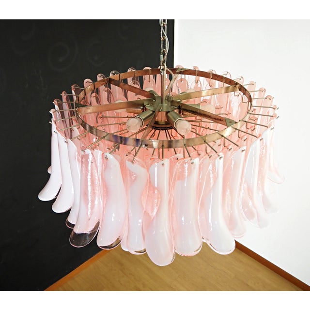 Gold Murano Pink Petals Chandelier, 1990s For Sale - Image 8 of 13