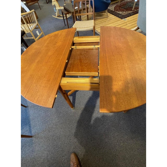 Vintage Danish Teak & Brass Dining Table, 1950s For Sale - Image 9 of 11
