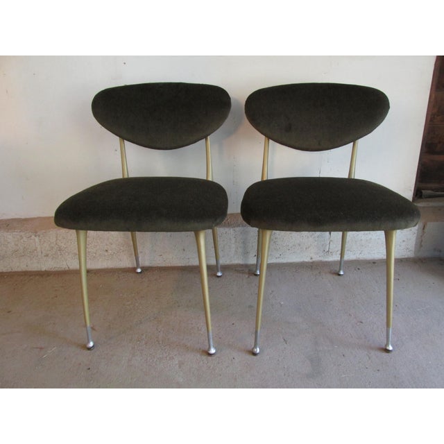 Pair ''Gazelle'' accent chairs by Dan Johnson/Shelby Williams for Crucible Furniture Co. Iconic design with elegant cast...