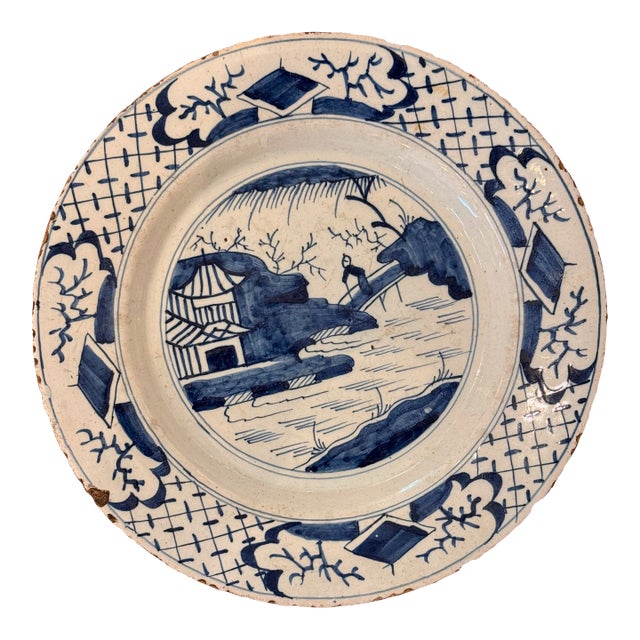 18th Century Blue and White Delft Plate For Sale