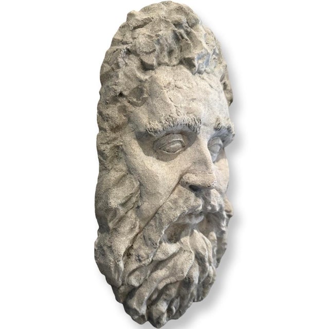 Grand Tour Early 20th Century Vintage Italian Souvenir of Grand Tour Concrete Face of Roman For Sale - Image 3 of 4