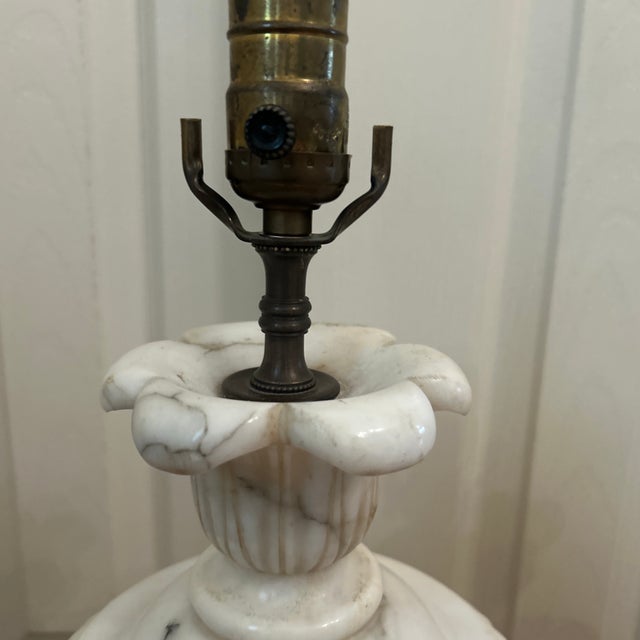 Traditional Large Vintage Italian Carved Alabaster Lamps - a Pair For Sale - Image 3 of 7