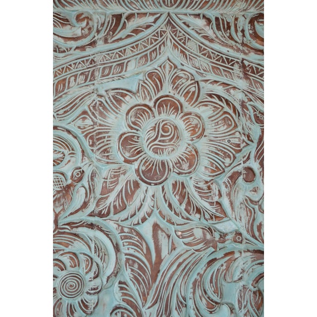 Rustic Vintage Hand-Carved Tree of Life – Reclaimed Wood Barn Door Wall Art Panel 84x41 For Sale - Image 3 of 5