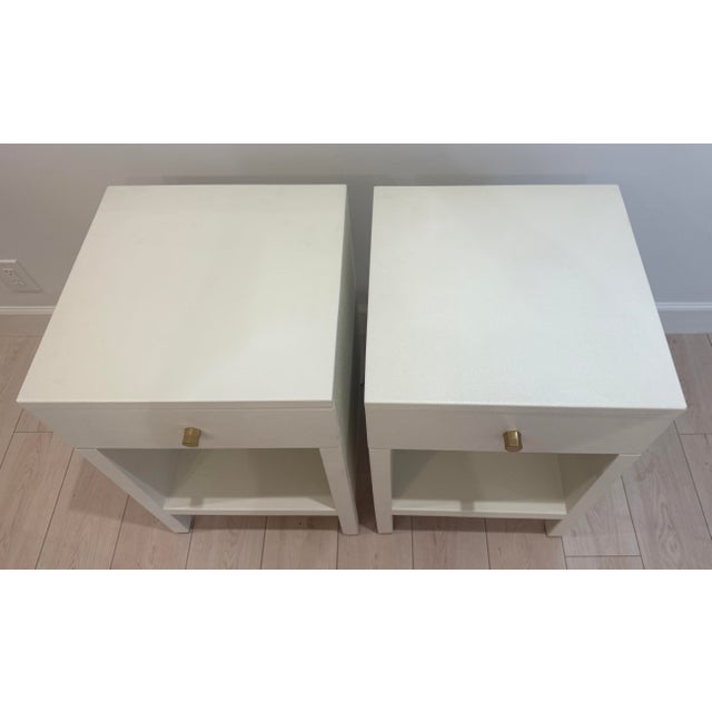 Pair Linen Wrapped Made Goods Maris Nighstands For Sale - Image 10 of 12