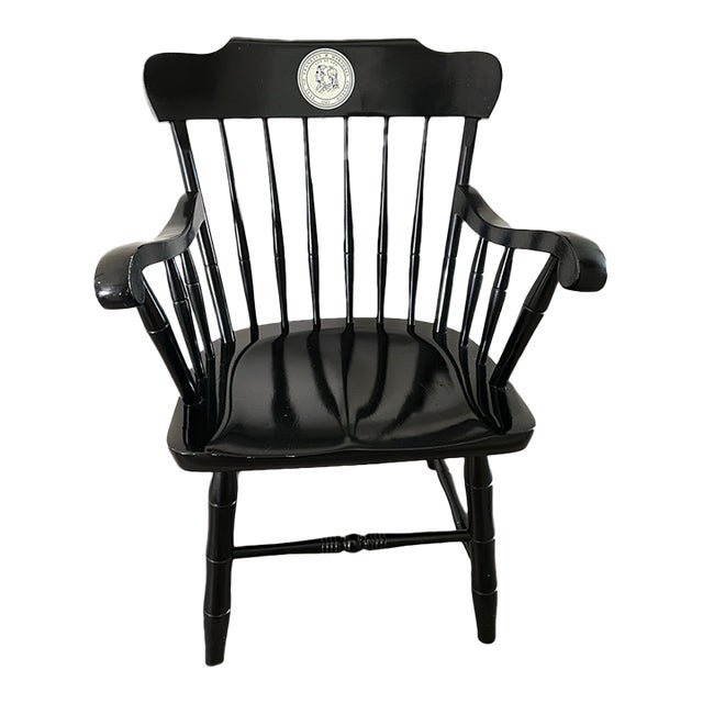 Vintage C. 1969 S. Bent & Bros. Collegiate Black Windsor Style Arm Chair For Sale