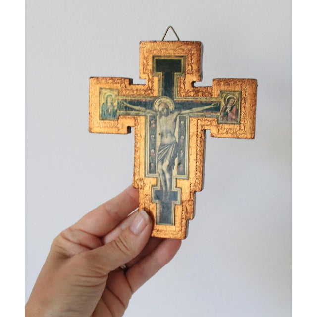 Italian Italian Gold Leaf Wall Crucifix For Sale - Image 3 of 10